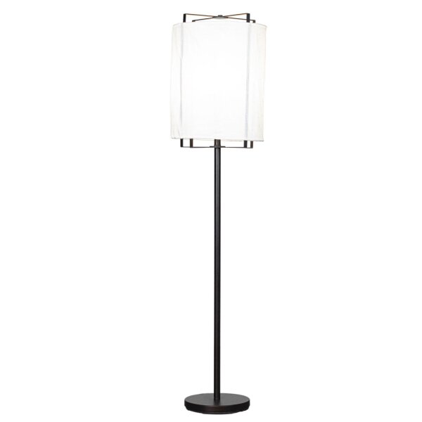 Lampadaire tissu métal E27 hauteur 150 cm noir blanc