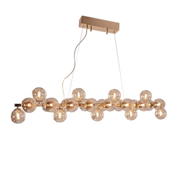 Suspension métal verre fumé 122 cm de long pour 24x G9
