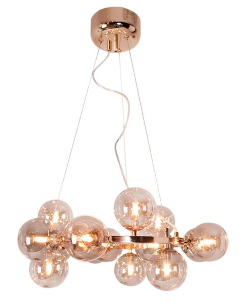 Lampe à suspendre verre fumé métal 58 cm de large Moderne 15x G9