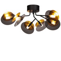 Plafonnier m&eacute;tal verre largeur 70 cm 6x G9 Moderne