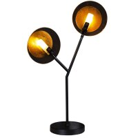 Lampe de table à 2 flammes 59 cm noir or en verre...