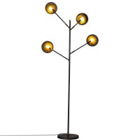 Lampadaire m&eacute;tal verre hauteur 175,5 cm en noir or G9