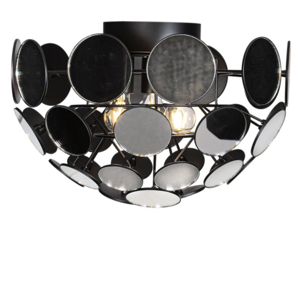 Plafonnier verre miroir métal Ø 50 cm E27 3-flamme