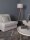 Lampadaire bois tissu E27 160 cm trépied chêne blanc