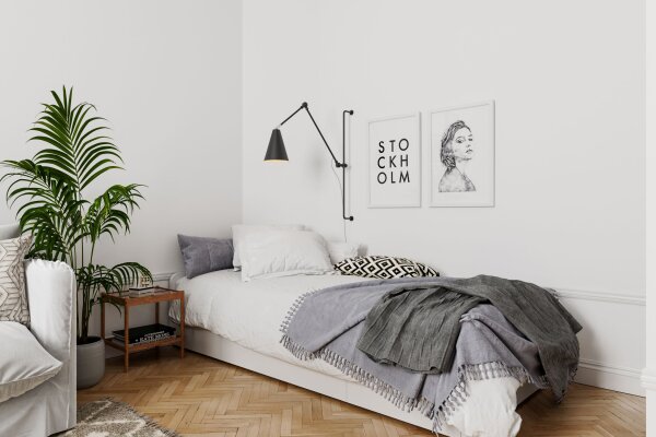Wandleuchte mit Kabel Schalter Metall Gelenkarm Schwarz E27