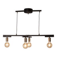 Pendelleuchte Metall E27 4-flammig 90 cm breit Schwarz...