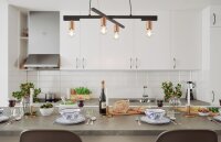 Pendelleuchte Metall E27 4-flammig 90 cm breit Schwarz...