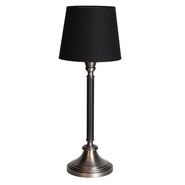 Tischlampe Stoff Metall E27 59,5 cm in Schwarz Silber