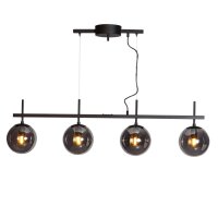 Pendelleuchte Schwarz Grau B: 117 cm Metall Rauchglas 4x E27