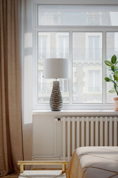 Nachttischlampe Stoff Keramik 74 cm hoch Braun Weiß E27
