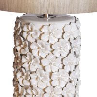 Tischlampe Keramik Stoff 54,5 cm hoch Beige E27 Floral