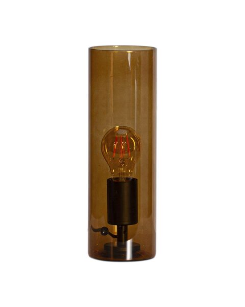 Beistelllampe Rauchglas Metall E27 30 cm hoch in Cognac