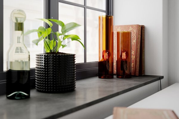 Beistelllampe Rauchglas Metall E27 30 cm hoch in Cognac