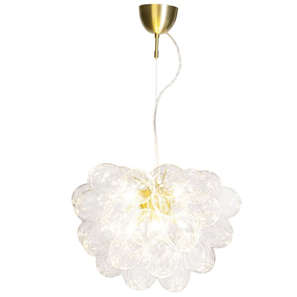 Lampe à suspendre verre métal L : 50 cm H : max. 120 cm en or