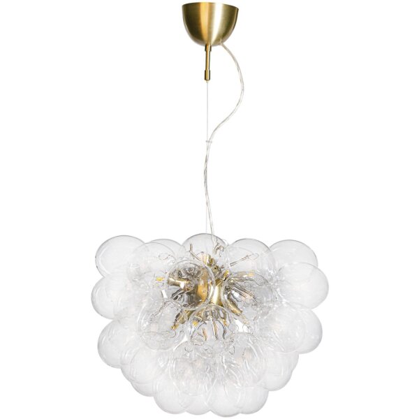 Lampe à suspendre verre métal L : 50 cm H : max. 120 cm en or