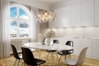 Pendelleuchte Glas Metall L: 80 cm H: max. 120 cm in Gold