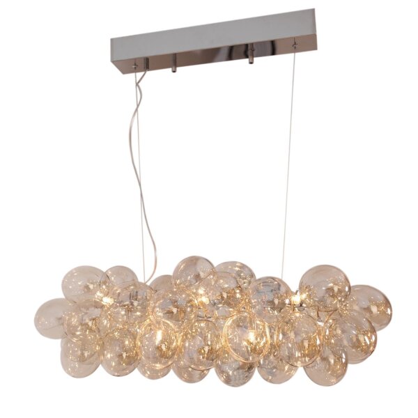 Suspension Table de salle à manger L : 80 cm Métal Verre fumé 8x G9