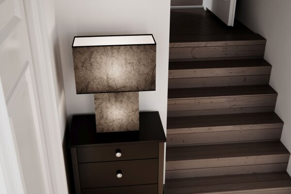 Nachttischlampe Papier 50 cm Schwarz eckig Modern 2x E27