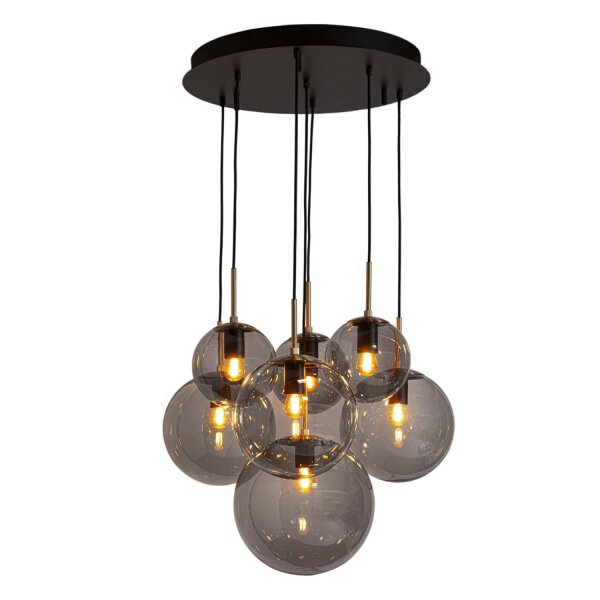Suspension métal verre fumé L : 54 cm H : max. 120 cm