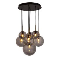 Suspension métal verre fumé L : 54 cm H :...