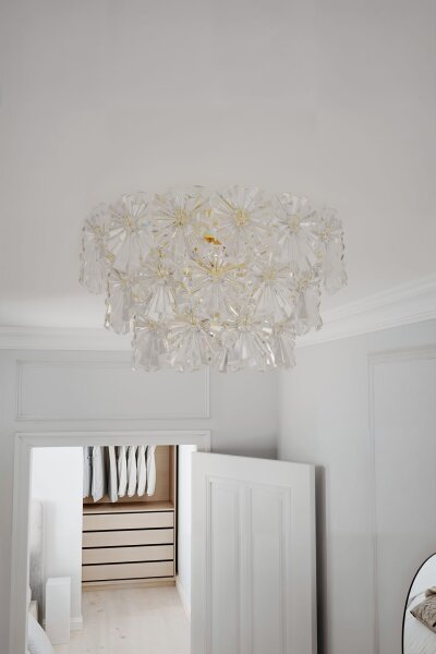 Lampe de plafonnier cristal 51,5 cm de large en or 3 flammes E14