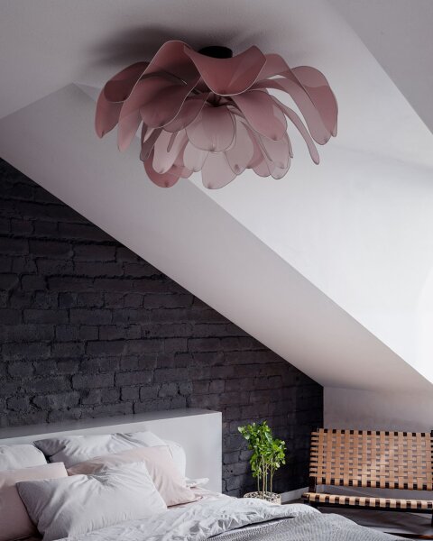 Deckenlampe Stoff Metall 80 cm breit biegsam Rosa E27