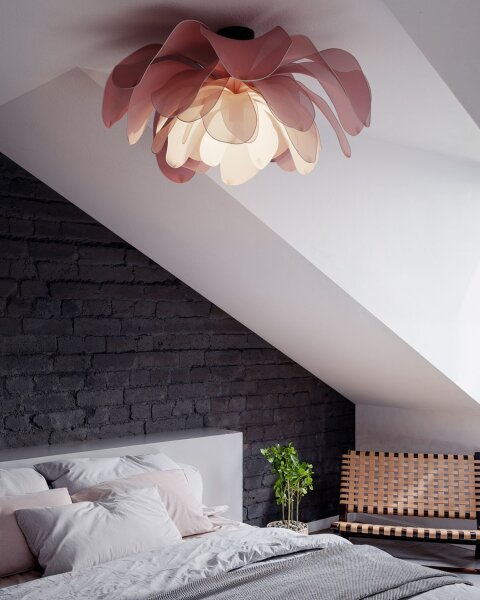 Deckenlampe Stoff Metall 80 cm breit biegsam Rosa E27