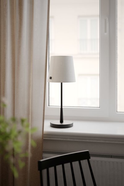 Tischlampe Metall Stoff 48,5 cm hoch E27 Schwarz Weiß