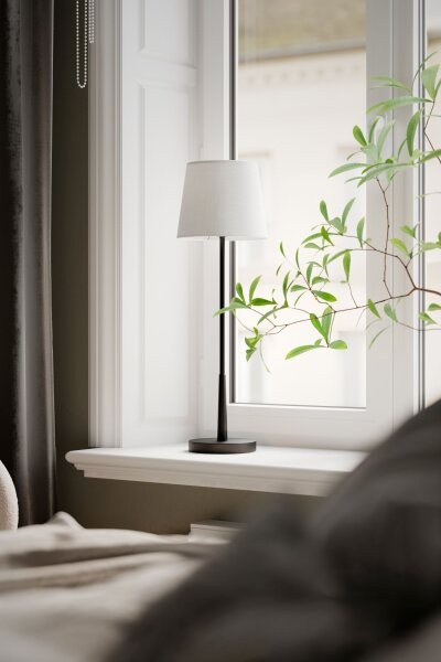Lampe dappoint Noir Blanc 68,5 cm E27 Métal Tissu Moderne