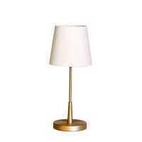 Nachttischlampe Metall Stoff 48,5 cm hoch E27 Gold Wei&szlig;