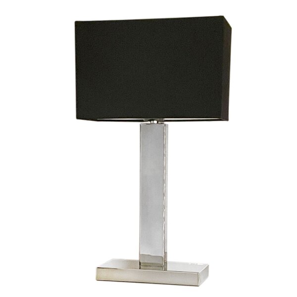 Tischleuchte Metall Stoff 47 cm Chrom Schwarz E27 eckig