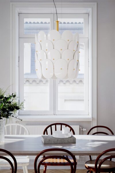 Hängelampe Glas Metall Ø 50 cm H: max. 120 cm E27
