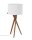 Lampe de table bois tissu 55 cm trépied chêne blanc E27