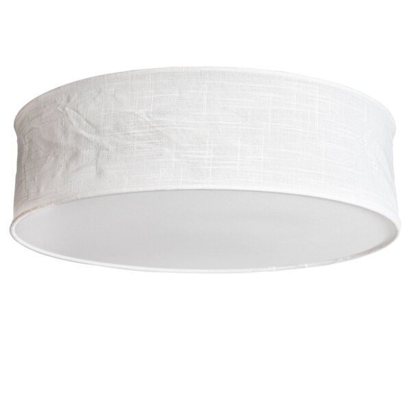 Deckenlampe D: 60 cm rund Modern Weiß Metall Stoff E27