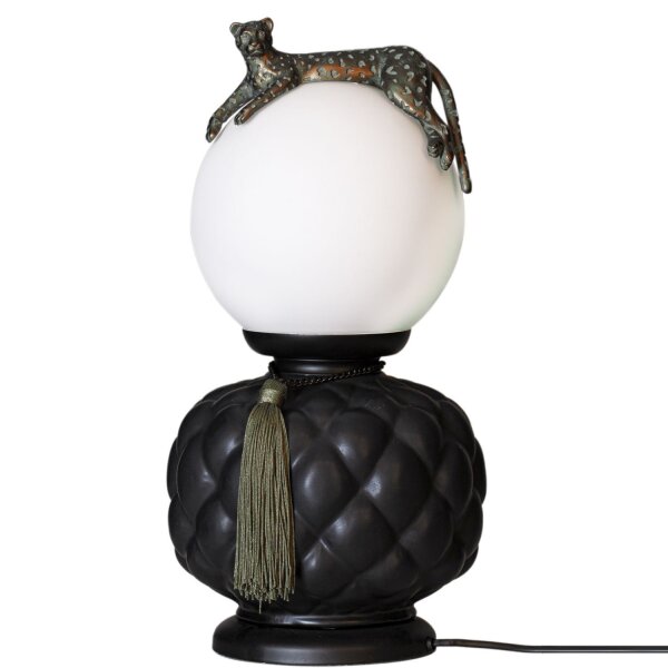 Tischlampe Keramik Glas 45 cm hoch Schwarz Weiß Grün