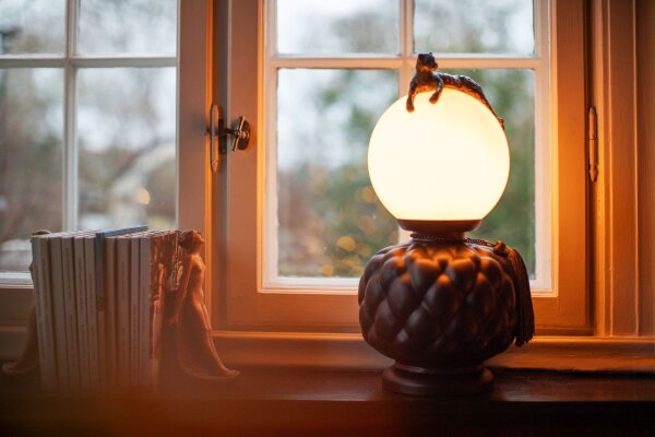 Tischlampe Keramik Glas 45 cm hoch Schwarz Weiß Grün