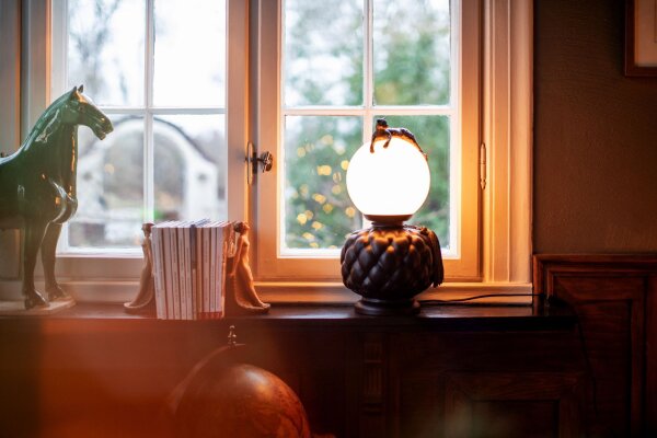 Tischlampe Keramik Glas 45 cm hoch Schwarz Weiß Grün
