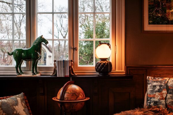 Tischlampe Keramik Glas 45 cm hoch Schwarz Weiß Grün