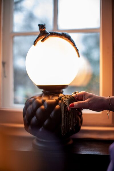 Tischlampe Keramik Glas 45 cm hoch Schwarz Weiß Grün
