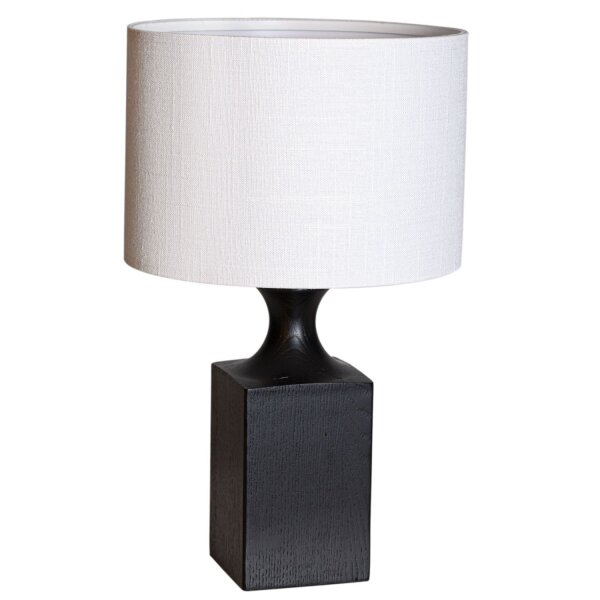 Tischlampe Holz Stoff 41 cm Schwarz Weiß für E27