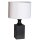 Tischlampe Holz Stoff 41 cm Schwarz Weiß für E27