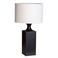 Tischleuchete Schwarz Weiß 56 cm aus Holz Stoff E27