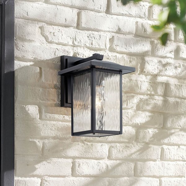 Wandlaterne außen Aluminium Glas E27 IP44 34,2 cm hoch