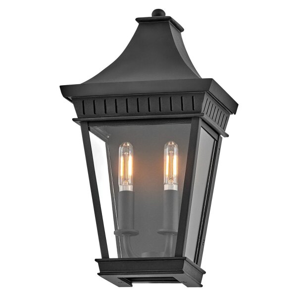 Wandlampe außen Schwarz E14 IP44 H: 39,4 cm Aluminium Glas