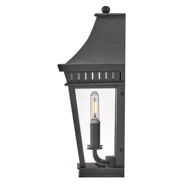 Wandlampe außen Schwarz E14 IP44 H: 39,4 cm Aluminium Glas