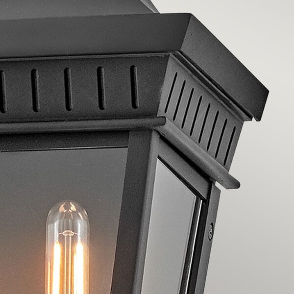 Wandlampe außen Schwarz E14 IP44 H: 39,4 cm Aluminium Glas