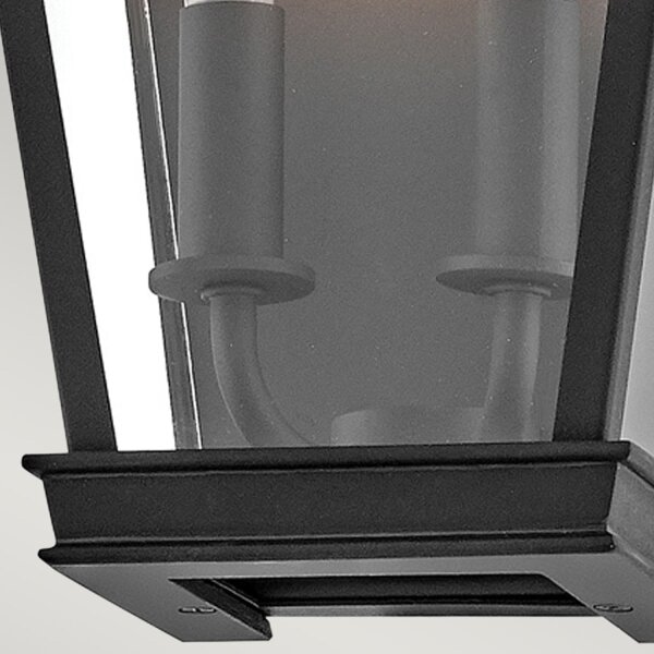 Wandlampe außen Schwarz E14 IP44 H: 39,4 cm Aluminium Glas