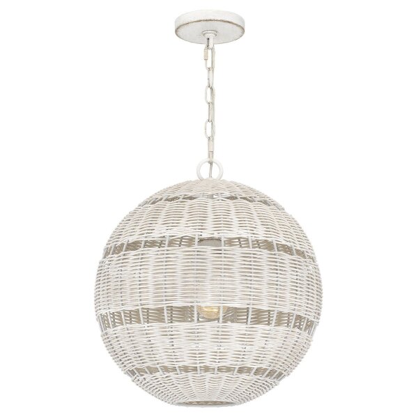 Außenlampe hängend Korbschirm E27 IP44 Ø 40,5 cm Weiß Antik