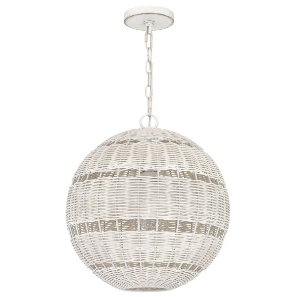 Außenlampe hängend Korbschirm E27 IP44 Ø 40,5 cm Weiß Antik