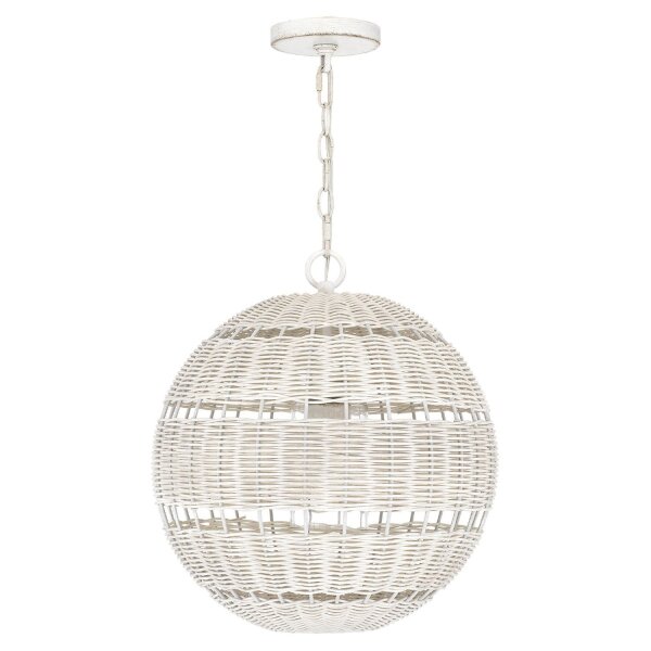 Außenlampe hängend Korbschirm E27 IP44 Ø 40,5 cm Weiß Antik